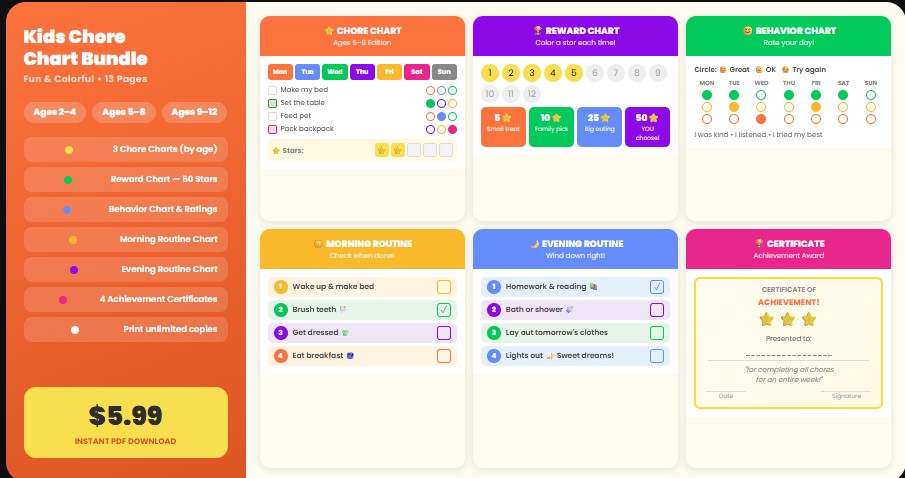Kids Chore Chart Bundle preview